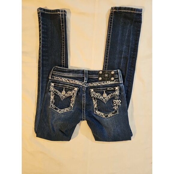 Miss Me Girls Jeans  Rhinestone Flap Pockets KE8143SJ Sz 14, 25 X 30 - Picture 7 of 7